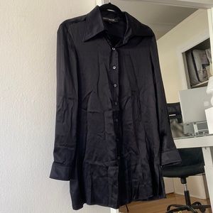 TER ET BANTINE SILK BUTTON DOWN - BLACK